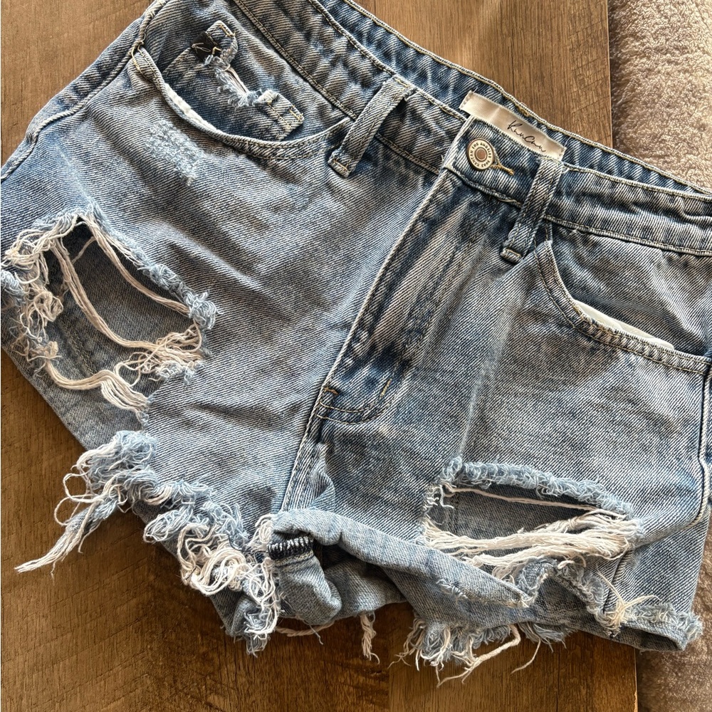 KanCan Light Blue Distressed Jean Shorts